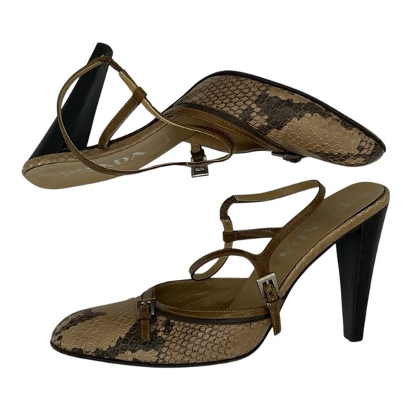 ❌SOLD Prada Leather Heels Size IT37 Snakeprint - Picture 3 of 6